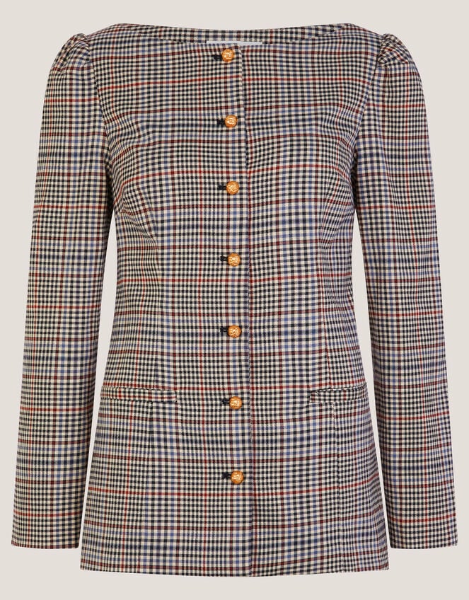 Carmen Check Print Jacket, Natural (NATURAL), large