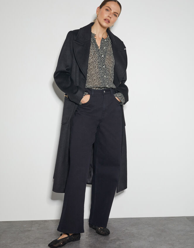 Arielle Sheer Ditsy Floral Blouse, Black (BLACK), large