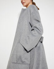 Cassie Long Belted Coat, Grey (GREY), large