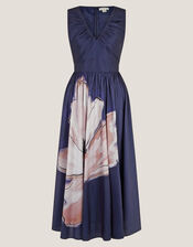 Sylvia V-Neck Floral Print Midi Dress, Blue (NAVY), large