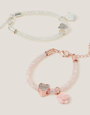 2-Pack Heart & Rose Tube Bracelets, , large