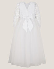 Sienna Floral Embroidered Long Sleeve Dress, White (WHITE), large