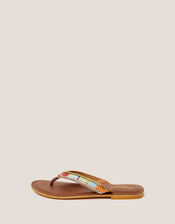 Demi Beaded Leather Flip Flop Sandals, Multi (MULTI), large