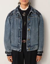 Maison Hotel Wesley Embroidered Denim Jacket, Blue (BLUE), large