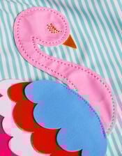 Baby Flamingo Stripe Swimsuit, Blue (AQUA), large