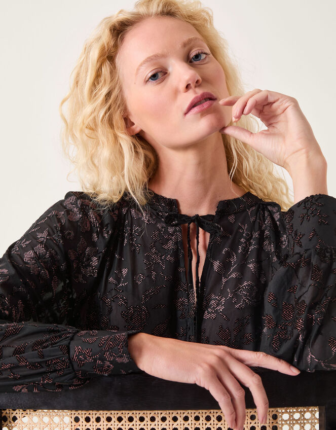 Dory Sparkle Devor&eacute; Shirt, Black (BLACK), large