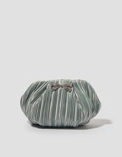 Pen Plisse Satin Clutch Bag, Green (SAGE), large