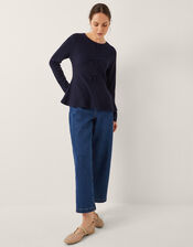 Paula Peplum Bow Jumper, Blue (NAVY), large