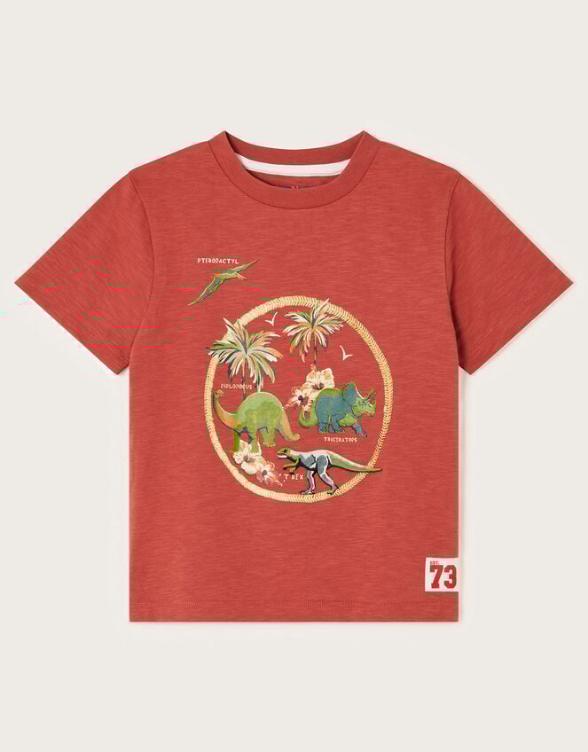 Dinosaur Graphic Cotton T-Shirt, Red (RED), large