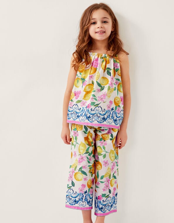 Lemon Print Cami Top & Trousers Set, Yellow (YELLOW), large