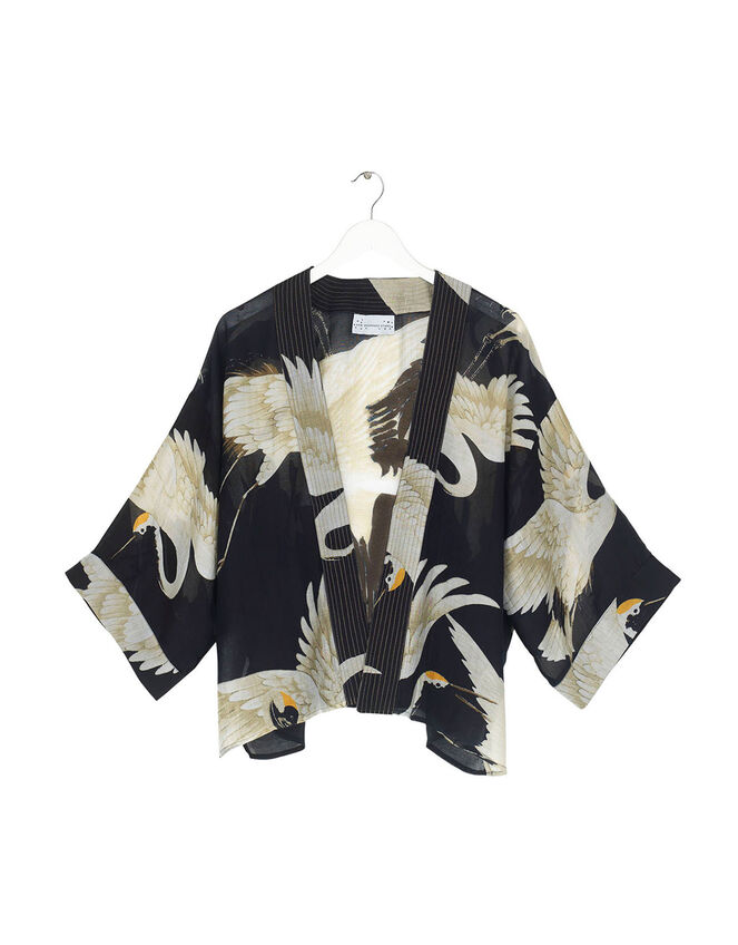 One Hundred Stars Stork Print Kimono Jacket, , large