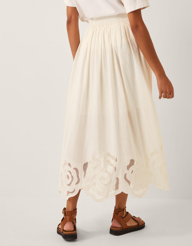 Grace Cutwork Midi Skirt , White (WHITE), large