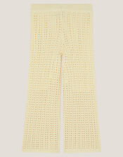 Embroidered Crochet Knit Trousers, Ivory (IVORY), large