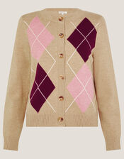 Anne Argyle Knitted Cardigan, Camel (CAMEL), large