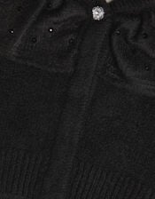 Oversized Collar Cardigan, Black (BLACK), large