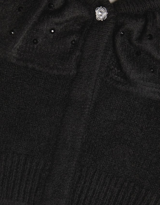 Oversized Collar Cardigan, Black (BLACK), large