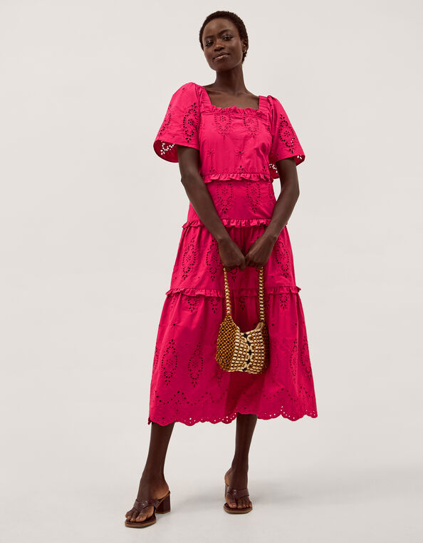 Brooke Cutwork Midi Dress, Pink (PINK), large