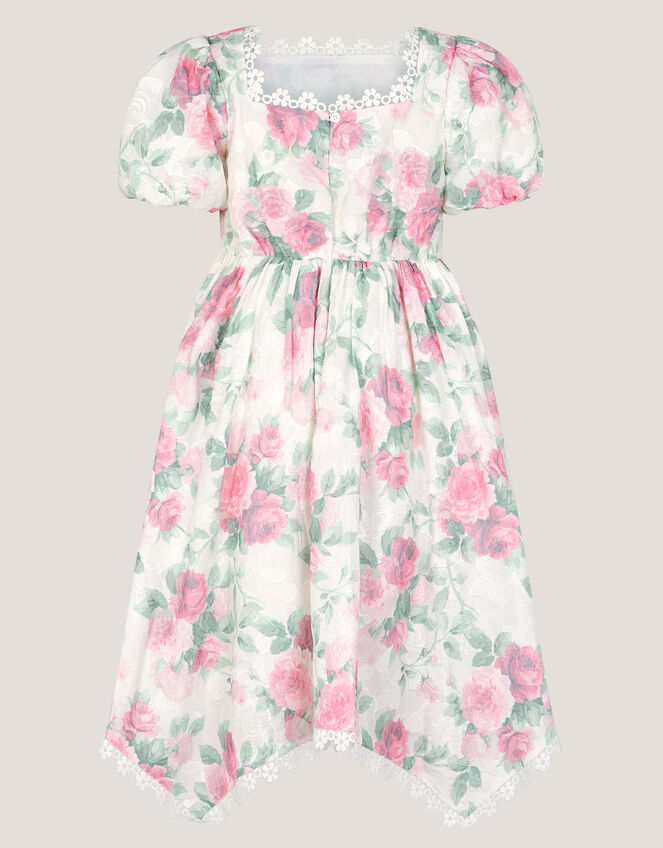 Viola Rose Print Broderie Trim Dress, Multi (MULTI), large