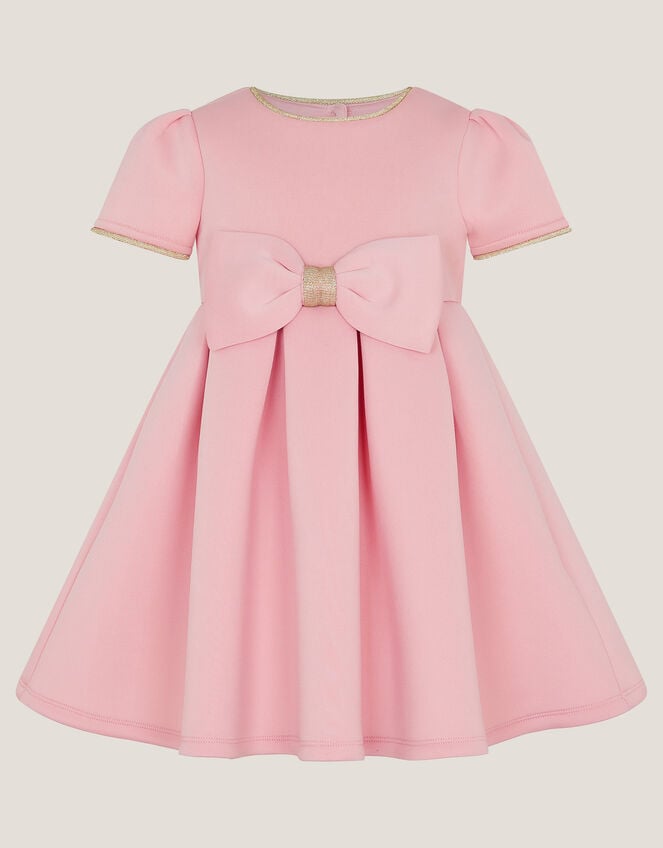Baby Short Sleeve Bow Dress, Pink (PINK), large