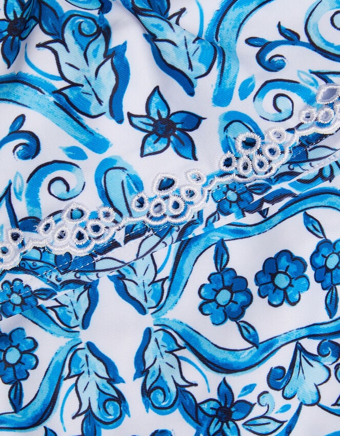 Calista Floral Print Ruffle Bikini Set, Blue (BLUE), large