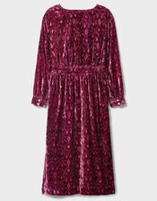 East Jude Print Velvet Midi Dress, Red (BERRY), large