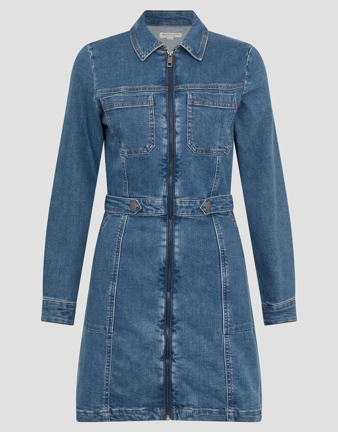 Margo Long Sleeve Denim Mini Dress, Blue (DENIM BLUE), large