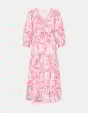 East Nanda Tropical Print Midi Dress, Pink (PINK), large