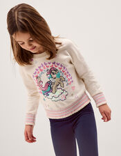 Monsoon x My Little Pony Rainbow Embroidered Sweatshirt, Ivory (IVORY), large