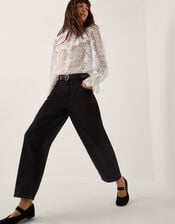 Phoebe Sheer Lace Blouse, White (WHITE), large