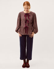 Agatha Check Tie Front Blouse, Red (CHERRY), large