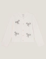 Bow Embellished Cardigan, Ivory (IVORY), large