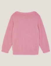 Embellished Fuzzy Christmas Jumper, Pink (PINK), large
