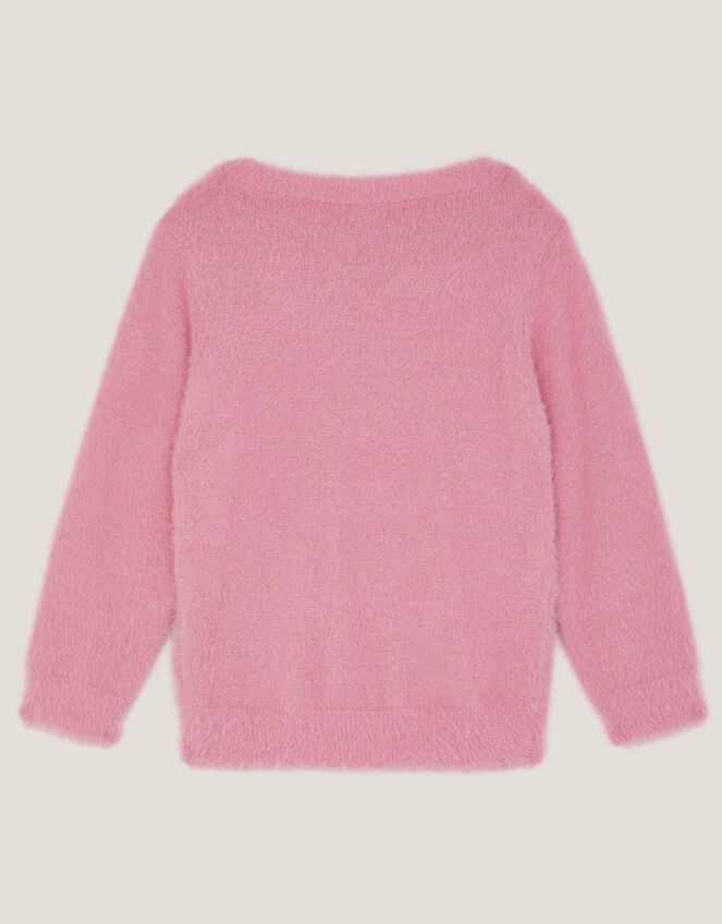 Embellished Fuzzy Christmas Jumper, Pink (PINK), large