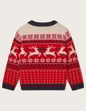Christmas Reindeer Fair Isle Jumper, Red (RED), large