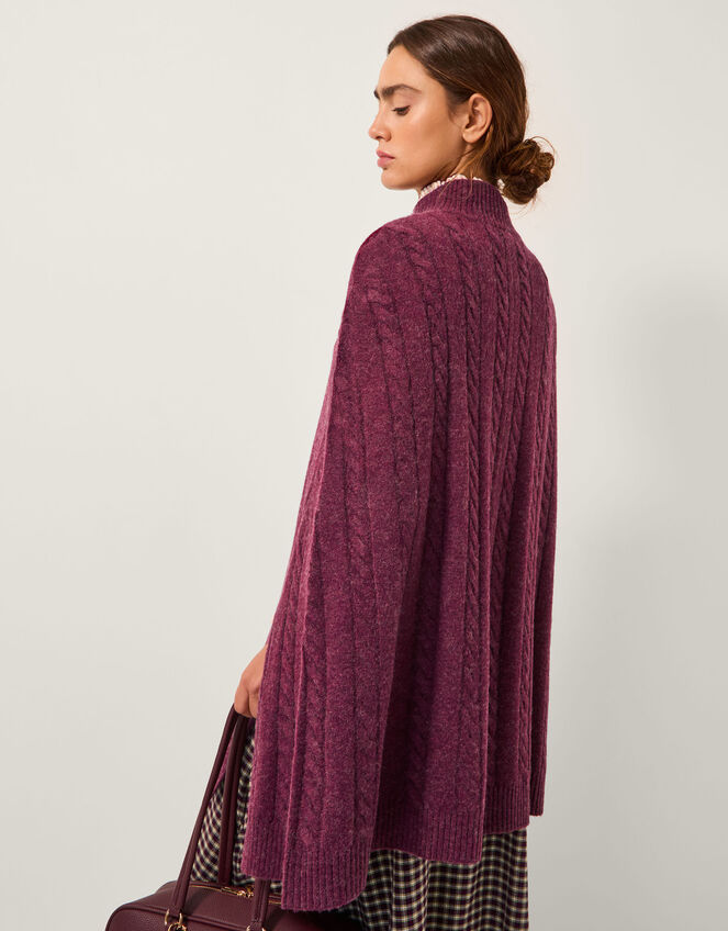 Carrie Cable Knit Poncho, , large