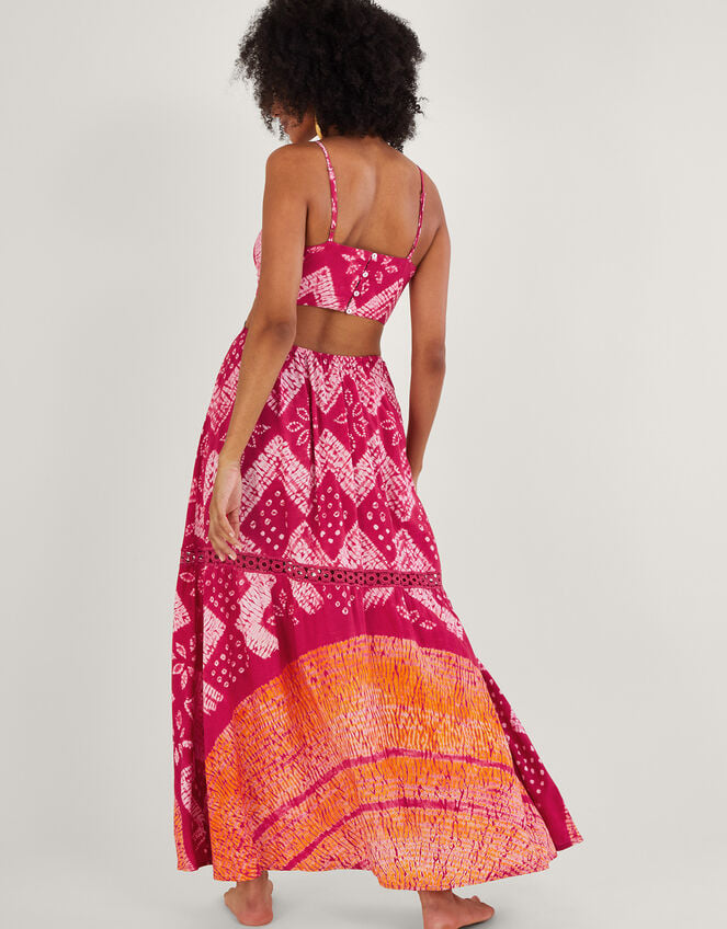 Bandhani Dye Print Maxi Dress, Pink (PINK), large