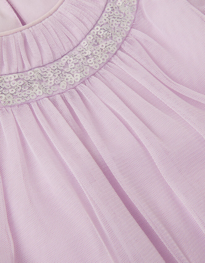 Baby Nessa Sparkle Collar Waterfall Dress, Purple (LILAC), large
