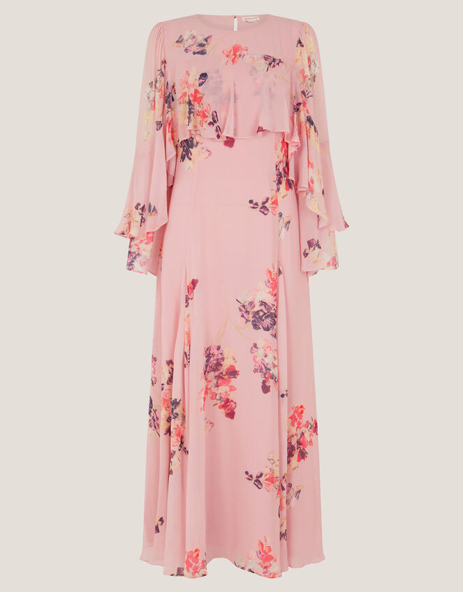 Amber Floral Cape Maxi Dress, Pink (PINK), large