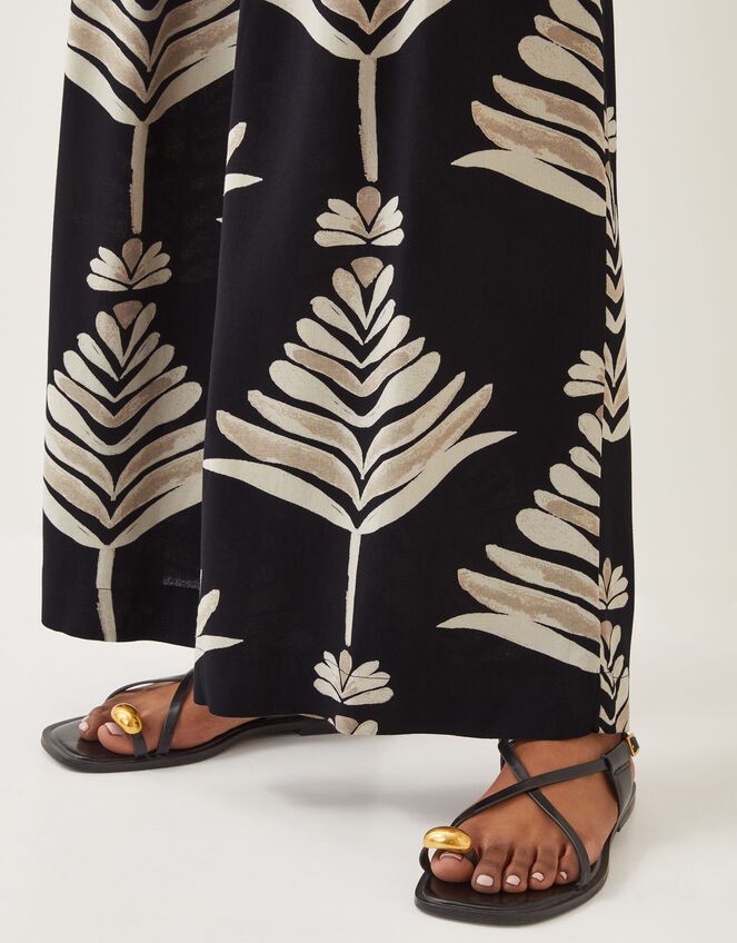 Pamela Linen Blend Wide Leg Trousers, Black (BLACK), large