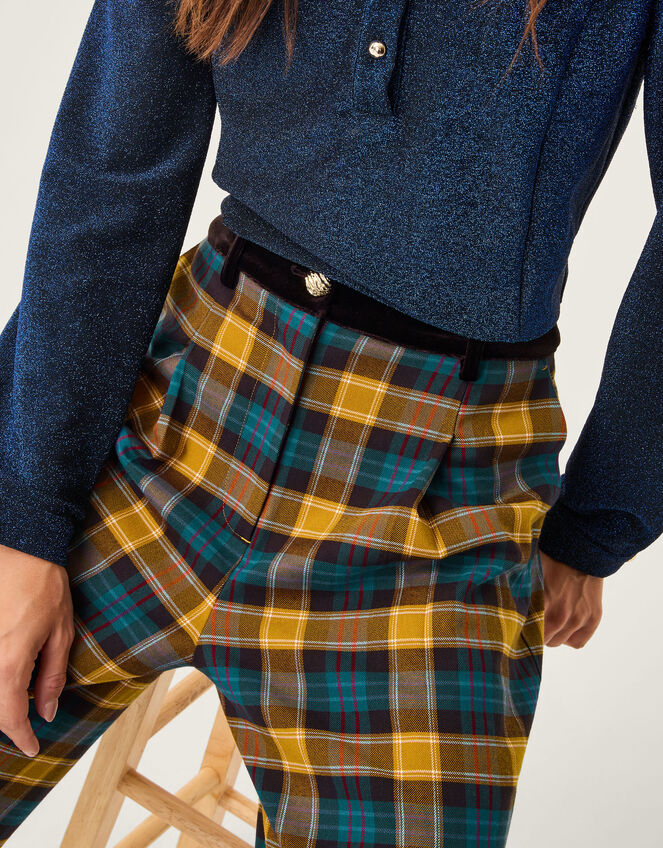 Monsoon x Sarah Corbett-Winder Tartan Suit Trousers, Yellow (YELLOW), large