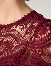 Monica Lace Midi Bridesmaid Dress, Red (BURGUNDY), large