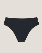 Kina Ruched-Side Bikini Bottom, Black (BLACK), large