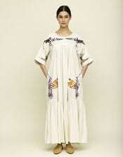 Tallulah & Hope Zoe Embroidered Maxi Dress, Camel (OATMEAL), large