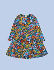 Frugi Sofia Printed Skater Dress, Blue (NAVY), large