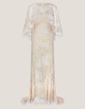 Eileen Cape Embellished Floral Lace Wedding Dress, Ivory (IVORY), large