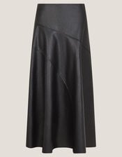 Marnie Faux Leather Midi Skirt, Black (BLACK), large