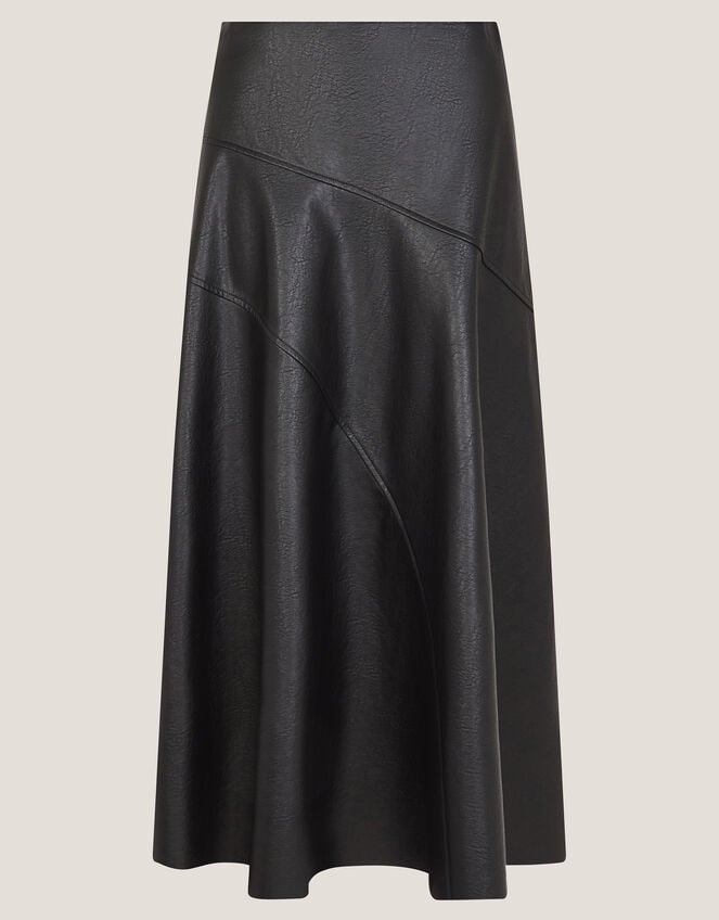 Marnie Faux Leather Midi Skirt, Black (BLACK), large