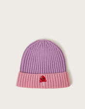 Mushroom Colour Block Rib Beanie, Pink (PINK), large