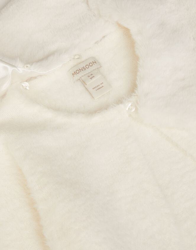 Detachable Collar Fuzzy Cardigan, Ivory (IVORY), large