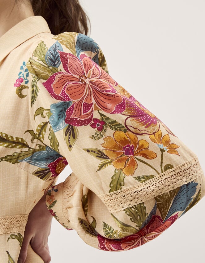 Rosaleigh Long Sleeve Floral Maxi Dress, Cream (CREAM), large